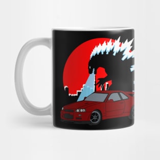 Red Godzilla Skyline Mug